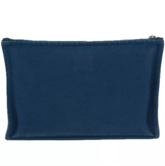 HERMES Blue Studded Velocipedist Canvas Pouch/Clutch - Picture 2 of 10